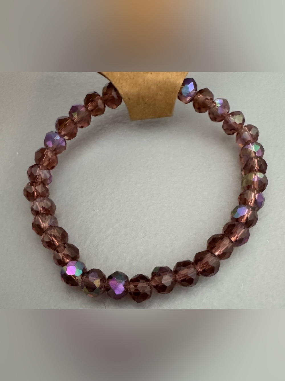 Faceted Purple Glass Bead Stretch Bracelet